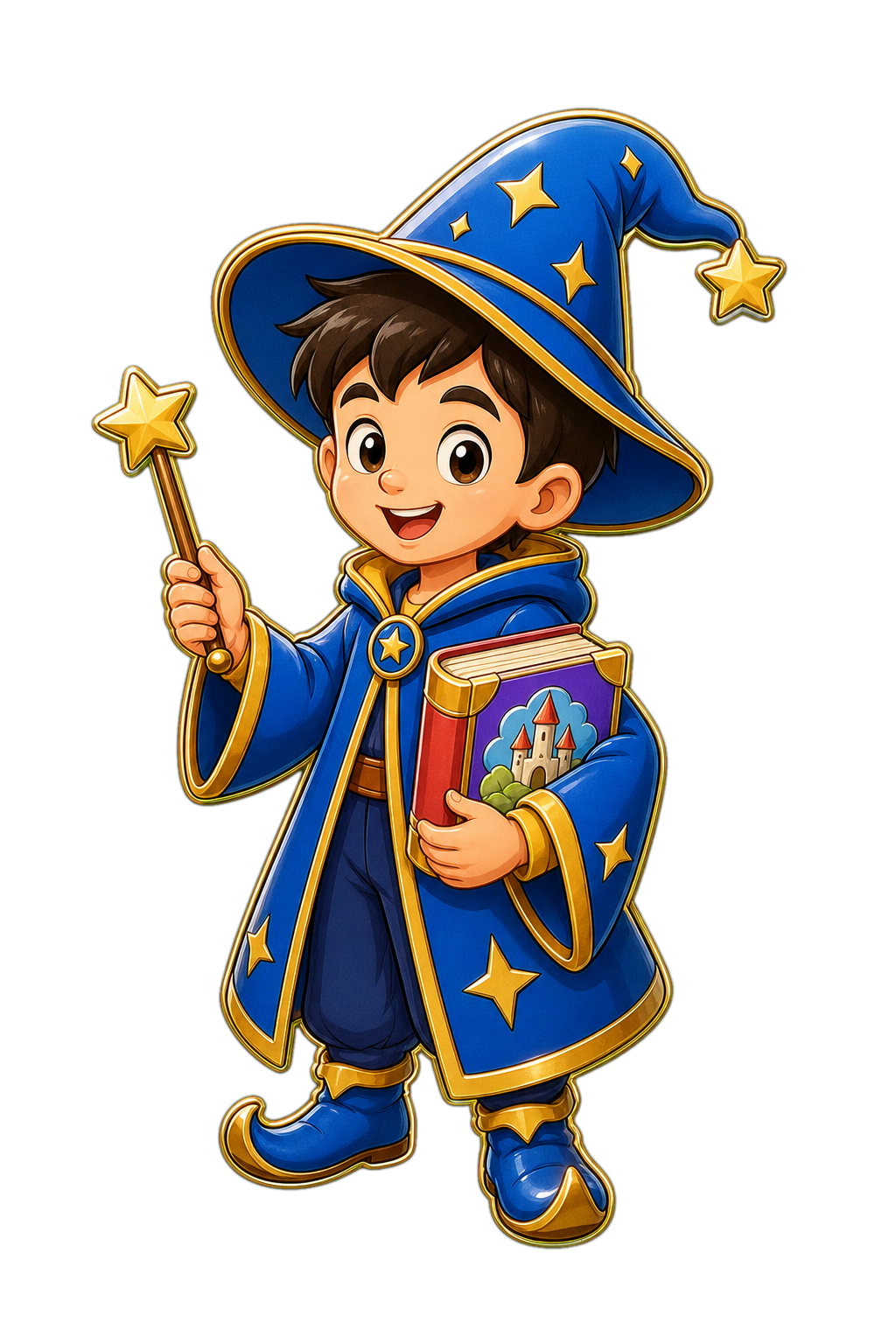 Mago infantil con libro y varita