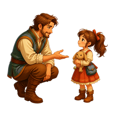 Padre preguntando con calma a su hijo si quiere jugar